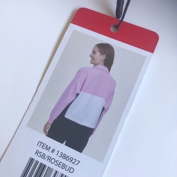 New-dkny Color Block Half-Zip Tech Crop Pullover - Picture 13 of 15